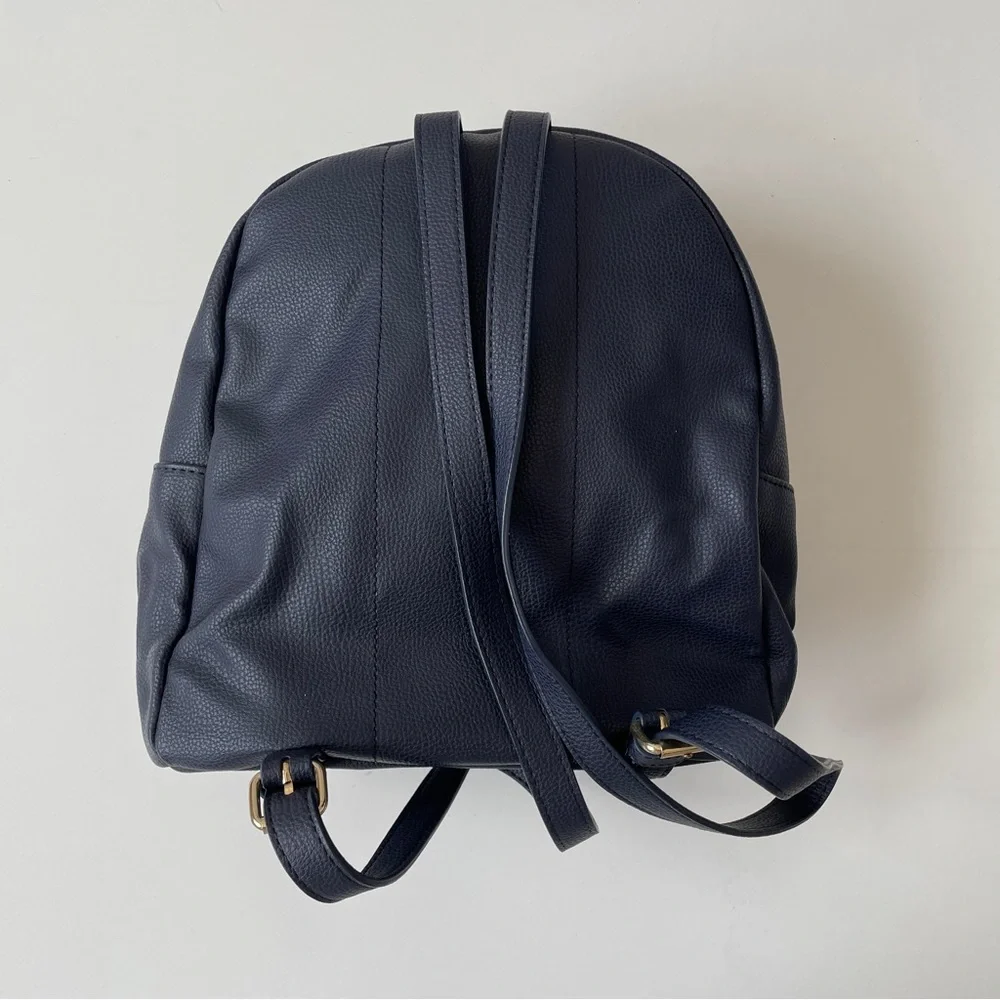Tommy Hilfiger Navy Leather Mini Backpack with Gold Hardware - Picture 5 of 14